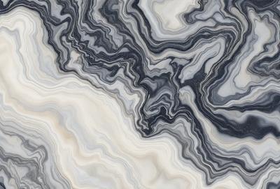 The primary subject of the image is a close-up of a marble surface with a pattern of swirls and crevices. The setting is a natural environment, possibly a stone or rock formation. The visual style is a close-up of the marble surface, showcasing its intricate texture and patterns. The colors and mood of the image are predominantly grays and browns, giving it a natural and earthy feel.