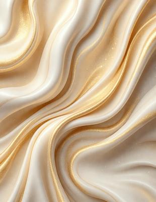 The primary subject of the image is a white and gold swirl pattern. The setting is a white background, and the visual style appears to be a digital art or illustration. The dominant colors are white and gold, creating a sense of elegance and sophistication.