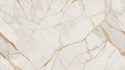 The primary subject of the image is a marble wall with gold accents. The setting is a room with a white background. The visual style is a close-up of the marble wall, showcasing its texture and design. The colors and mood of the image are predominantly white and gold, giving it a luxurious and elegant appearance.