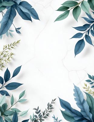The primary subject of the image is a white wall with a pattern of green leaves and branches. The setting is a room with a white wall, and the visual style is a combination of photo and digital art. The dominant colors are white and green, creating a calm and natural atmosphere.