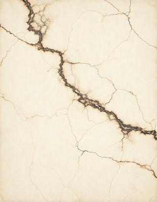 The primary subject of the image is a cracked, peeling wall with a white background. The visual style appears to be a black and white photo, giving the scene a vintage or aged appearance. The colors and mood convey a sense of decay and deterioration, as the wall appears to be in a state of disrepair.