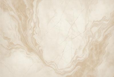 The primary subject of the image is a marble tile with a white and brown color scheme. The setting is a bathroom, as indicated by the presence of a marble countertop. The visual style is a close-up of the marble tile, showcasing its texture and details. The colors and mood of the image are warm and natural, with the white and brown tones evoking a sense of elegance and sophistication.