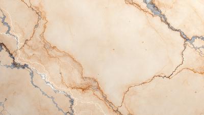 The image features a white marble surface with a brown streak running through it. The marble appears to be weathered, giving it a unique and aged appearance. The primary subject of the image is the marble surface, which serves as the main focus of the image. The setting is a natural environment, with the marble surface being the main background. The visual style of the image is a combination of photo and digital art, creating a realistic yet artistic representation of the marble surface. The colors and mood of the image
