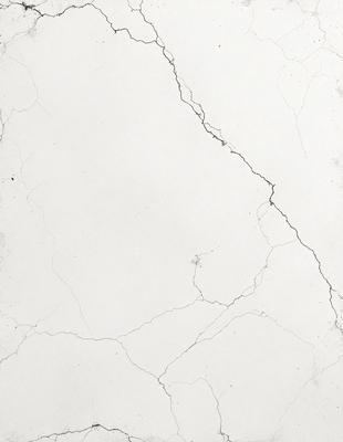 The primary subject of the image is a white marble wall with visible cracks and chips. The setting is a room with a white marble surface, which adds to the overall atmosphere. The visual style is a close-up of the marble wall, showcasing its texture and imperfections. The colors in the image are predominantly white, which gives the scene a clean and minimalist appearance.