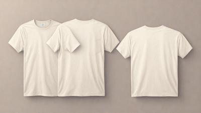 The image features two white t-shirts displayed on a gray background. The t-shirts are shown in different positions, with one t-shirt being folded and the other one being unfolded. The folded t-shirt is on the left side of the image, while the unfolded t-shirt is on the right side. The t-shirts are displayed in a way that highlights their different states, making it easy for viewers to understand the differences between them.