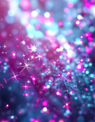 The primary subject of the image is a brightly colored, pink and blue starry background. The setting is a space with a blue and pink background, giving the impression of a starry night. The visual style is a digital art or illustration, as the colors and patterns are vibrant and well-defined. The colors and mood of the image are predominantly pink and blue, creating a warm and inviting atmosphere.