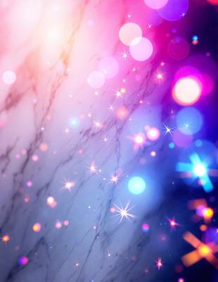 The primary subject of the image is a marble surface with a pattern of bright, colorful lights on it. The setting is a room with a marble wall, and the visual style appears to be a combination of a photo and digital art. The colors and mood of the image are vibrant and lively, with the bright lights creating a sense of energy and excitement.