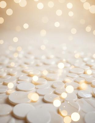 The primary subject of the image is a close-up of a white surface with a pattern of white dots. The setting is a white background, and the visual style appears to be a photo. The colors and mood of the image are predominantly white, creating a clean and minimalist atmosphere.