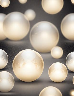 The primary subject of the image is a collection of white, round, glowing orbs. These orbs are floating in a dark, starry background, creating a sense of depth and contrast. The visual style of the image is a combination of photo and digital art, as the orbs appear to be floating in a black background with a star pattern. The colors and mood of the image are predominantly dark and mysterious, with the white orbs providing a bright and luminous focal point.