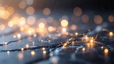 The primary subject of the image is a close-up of a sparkling, glowing light source, possibly a light bulb or a firefly, with a black background. The light source is surrounded by a multitude of tiny sparkling lights, creating a visually striking and captivating scene. The visual style of the image is a close-up, with the light source being the main focus. The colors and mood of the image are predominantly black and white, with the sparkling lights adding a touch of warm