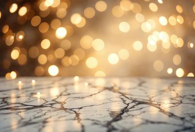 The primary subject of the image is a table with a cracked surface. The setting is a room with a brightly lit environment, possibly a studio. The visual style is a combination of photo and digital art, creating a unique and artistic representation of the table. The colors and mood of the image are predominantly dark, with a focus on the cracked surface and the bright lighting.