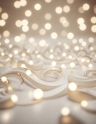 The primary subject of the image is a white, light-filled background with a pattern of swirls and waves. The setting appears to be a white surface, possibly a wall or a table. The visual style of the image is a combination of digital art and illustration, creating a unique and artistic appearance. The dominant colors in the image are white and light, giving the scene a clean and bright atmosphere.