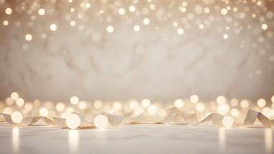 The primary subject of the image is a string of lights, which are shining brightly in the background. The setting appears to be a white wall, and the visual style is a photo. The colors and mood of the image are predominantly white, with the lights creating a warm and inviting atmosphere.