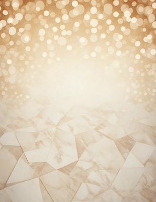 The primary subject of the image is a marble floor with a pattern of white and gold diamond shapes. The setting is a room with a white background, and the visual style is a combination of a photo and digital art. The colors and mood of the image are predominantly white and gold, creating a luxurious and elegant atmosphere.