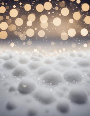 The primary subject of the image is a large number of white balls, which are scattered throughout the scene. The setting is a white background, which provides a clean and minimalistic appearance. The visual style is a combination of photo and digital art, creating a unique and eye-catching image. The dominant colors are white and grey, giving the scene a calm and serene atmosphere.