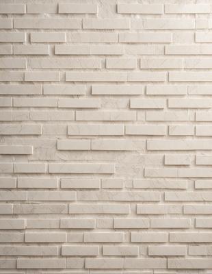 The primary subject of the image is a white brick wall. The setting is a room with a white brick wall as the main focus. The visual style is a photo, and the colors and mood are predominantly white, giving the image a clean and minimalist appearance.