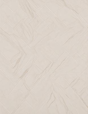 The primary subject of the image is a patterned tile, which is the main object, scene, or focus of the image. The setting/background features a white tile with a pattern, which is the environment, backdrop, or surface visible in the image. The visual style of the image is a photo, as it is a real-life photograph of the tile. The colors and mood of the image are predominantly white, giving it a clean and minimalist appearance.