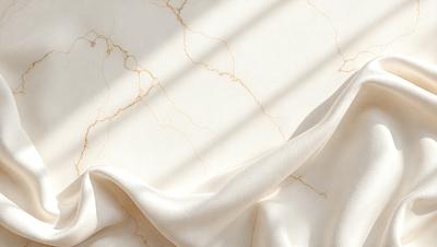 The primary subject of the image is a white sheet, which is the main object, scene, or focus of the image. The sheet is draped over a marble surface, creating a visually appealing contrast between the white fabric and the natural, textured marble. The setting or background of the image features a window, which allows natural light to illuminate the scene, adding depth and dimension to the composition. The visual style of the image is a combination of photo and digital art, as the sheet appears to be a photograph,