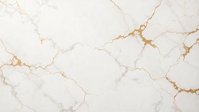 The primary subject of the image is a white marble wall with gold accents. The setting is a room with a white marble wall as the main focus. The visual style is a close-up of the marble wall, showcasing its texture and design. The colors and mood of the image are predominantly white and gold, giving it a luxurious and elegant appearance.