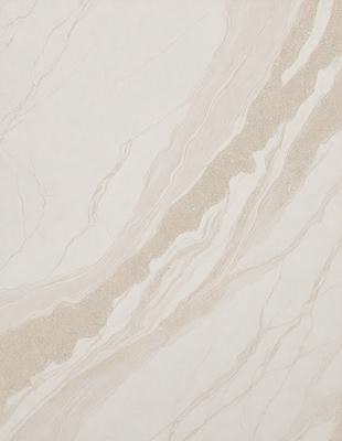 The primary subject of the image is a marble tile with a gold and white color scheme. The setting is a bathroom, as indicated by the presence of the marble tile. The visual style is a close-up of the marble tile, showcasing its intricate design and texture. The colors and mood of the image are elegant and sophisticated, with the gold and white tones creating a luxurious and refined atmosphere.