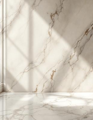 The primary subject of the image is a marble wall with a white background. The visual style is a photo, and the colors and mood are predominantly white, giving the scene a clean and elegant appearance.