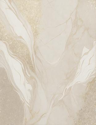 The primary subject of the image is a marble wall with a gold-colored design. The setting is a room with a white marble floor. The visual style is a combination of a photo and digital art, creating a unique and intricate pattern. The dominant colors are gold and white, giving the room a luxurious and elegant atmosphere.