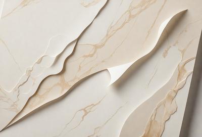 The primary subject of the image is a marble-like pattern, which is displayed on a white surface. The setting appears to be a room with a wall that features a marble-like pattern. The visual style of the image is a combination of a photo and a digital art, creating a unique and intricate design. The colors and mood of the image are predominantly white and neutral, giving it a clean and elegant appearance.
