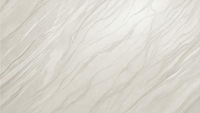 The primary subject of the image is a white marble wall with a pattern of swirls and waves. The setting is a room with a white marble floor, which complements the wall. The visual style is a close-up of the marble wall, showcasing its intricate design. The colors and mood of the image are predominantly white, giving it a clean and elegant appearance.