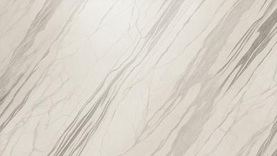 The primary subject of the image is a marble tile with a white and grey color scheme. The setting is a wall, and the visual style is a close-up of the tile. The colors and mood of the image are predominantly white and grey, giving it a clean and sophisticated appearance.
