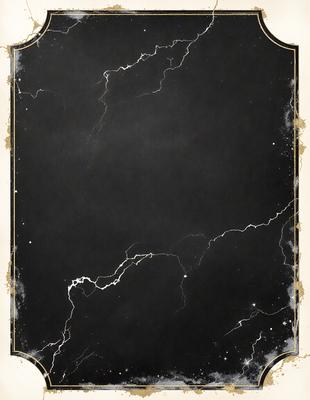 The primary subject of the image is a black chalkboard with a white background. The setting is a dark room, and the visual style is a combination of a photo and digital art. The chalkboard has a few white lines on it, and the overall atmosphere is mysterious and dramatic.