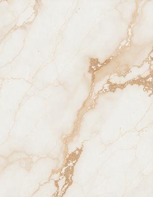 The primary subject of the image is a marble countertop with a white and gold color scheme. The setting is a kitchen, and the visual style is a close-up of the marble countertop. The colors and mood of the image are elegant and sophisticated, with the white marble providing a clean and refined appearance, while the gold accents add a touch of luxury and warmth.