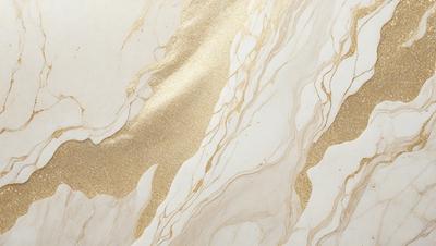 The primary subject of the image is a marble wall with a gold-colored pattern. The setting is a room with a white background. The visual style is a combination of a photo and digital art, creating a unique and eye-catching design. The dominant colors are gold and white, giving the wall a luxurious and elegant appearance.