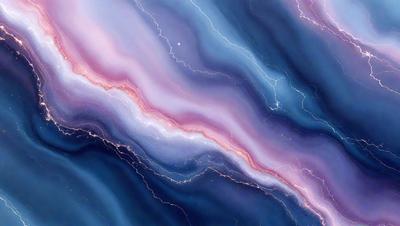 The primary subject of the image is a vibrant, colorful painting featuring a blue and purple background with a pink stripe. The setting is a canvas, and the visual style is a mix of digital art and illustration. The dominant colors are blue, purple, and pink, creating a lively and energetic atmosphere.
