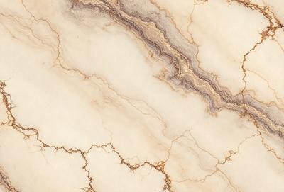 The primary subject of the image is a marble countertop with a white and brown color scheme. The setting is a kitchen or bathroom, as the countertop is a part of a counter. The visual style is a close-up of the marble countertop, showcasing its texture and patterns. The colors and mood of the image are warm and inviting, with the white and brown tones creating a sense of elegance and sophistication.