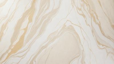 The primary subject of the image is a marble wall with a gold and white color scheme. The setting is a room with a white background, and the visual style is a close-up of the marble wall. The colors and mood of the image are elegant and sophisticated, with the gold and white tones creating a luxurious and refined atmosphere.