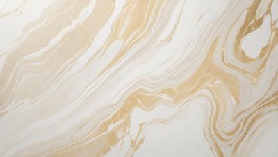 The primary subject of the image is a marble wall with a gold and white color scheme. The setting is a room with a white background, and the visual style is a close-up of the marble wall. The colors and mood of the image are elegant and sophisticated, with the gold and white tones creating a luxurious and refined atmosphere.