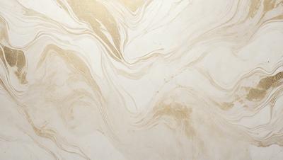 The primary subject of the image is a marble wall with a gold-colored pattern. The setting is a room with a white background. The visual style is a close-up of the marble wall, showcasing the intricate gold pattern. The colors and mood of the image are predominantly white and gold, creating a luxurious and elegant atmosphere.