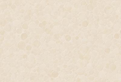 The primary subject of the image is a wall with a pattern of white circles. The setting is a room with a white background. The visual style is a close-up of the wall, showcasing the pattern of circles. The dominant colors are white and beige, creating a clean and simple atmosphere.