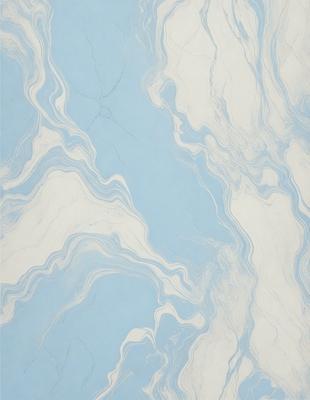 The primary subject of the image is a blue and white marble wall with a pattern of swirls and waves. The setting is a room with a blue and white marble floor. The visual style is a close-up of the marble wall, showcasing its intricate design. The colors and mood of the image are predominantly blue and white, creating a serene and elegant atmosphere.