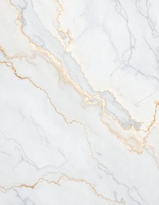The primary subject of the image is a marble countertop with a gold-colored vein running through it. The setting is a kitchen, and the visual style is a close-up of the marble countertop. The colors and mood of the image are warm and elegant, with the gold vein adding a touch of luxury to the marble surface.