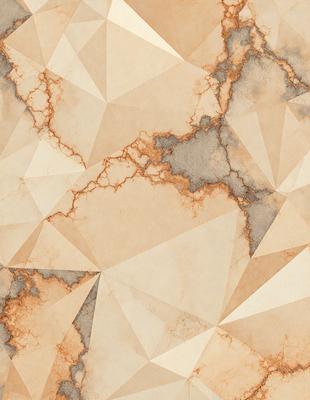 The primary subject of the image is a patterned wallpaper with a brown and white color scheme. The setting is a room with a tiled wall, and the visual style is a combination of a photo and digital art. The dominant colors are brown and white, creating a warm and earthy atmosphere.