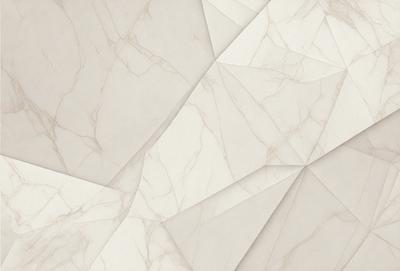 The primary subject of the image is a marble wall with a patterned design. The setting is a room with a white background. The visual style is a combination of a photo and digital art, creating a unique and intricate pattern. The colors and mood of the image are predominantly white, giving it a clean and elegant appearance.