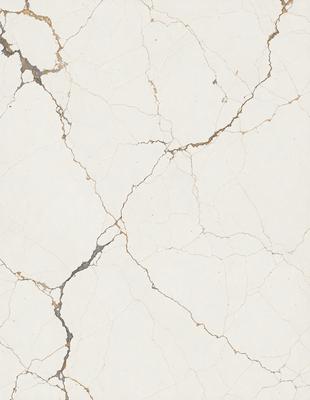 The primary subject of the image is a white marble wall with a cracked and chipped appearance. The setting is a room with a white marble floor. The visual style is a close-up of the marble wall, showcasing its texture and imperfections. The colors and mood of the image are predominantly white, giving it a clean and minimalist feel.