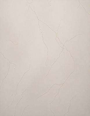 The primary subject of the image is a white wall with a cracked and peeling texture. The setting is a room with a white background. The visual style is a close-up of the wall, showcasing the peeling paint and cracks. The colors and mood of the image are predominantly white, giving it a somewhat dull and aged appearance.