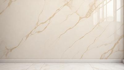 The primary subject of the image is a marble wall with a patterned design. The setting is a room with a white wall, and the visual style is a photo. The colors and mood of the image are predominantly white, giving it a clean and elegant appearance.