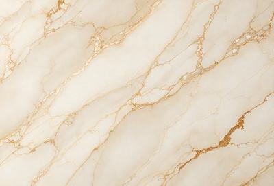 The primary subject of the image is a marble wall with a gold-colored pattern. The setting is a room with a white marble floor. The visual style is a close-up of the marble wall, showcasing its intricate design. The colors and mood of the image are predominantly white and gold, giving it a luxurious and elegant appearance.