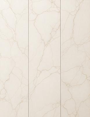 The image features a white marble wall with a pattern of white and brown veins. The wall is adorned with a row of three tiles, each with a different design. The tiles are arranged in a way that creates a visually appealing and cohesive pattern. The overall atmosphere of the image is elegant and sophisticated, with the marble wall and tiles serving as a beautiful and timeless design element.