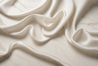 The primary subject of the image is a white marble surface with a pattern of swirls and waves. The setting is a white marble countertop, and the visual style is a close-up of the marble surface. The colors and mood of the image are predominantly white, giving it a clean and elegant appearance.