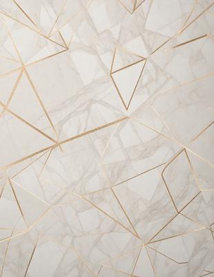 The primary subject of the image is a marble wall with a gold pattern. The setting is a room with a marble wall as the main focus. The visual style is a combination of a photo and digital art, creating a unique and intricate design. The dominant colors are gold and white, giving the wall a luxurious and elegant appearance.