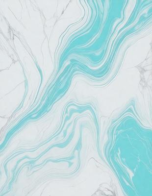 The primary subject of the image is a marble-like pattern with blue and white colors. The setting is a white marble wall, and the visual style appears to be a combination of a photo and digital art. The dominant colors are blue and white, creating a clean and elegant atmosphere.